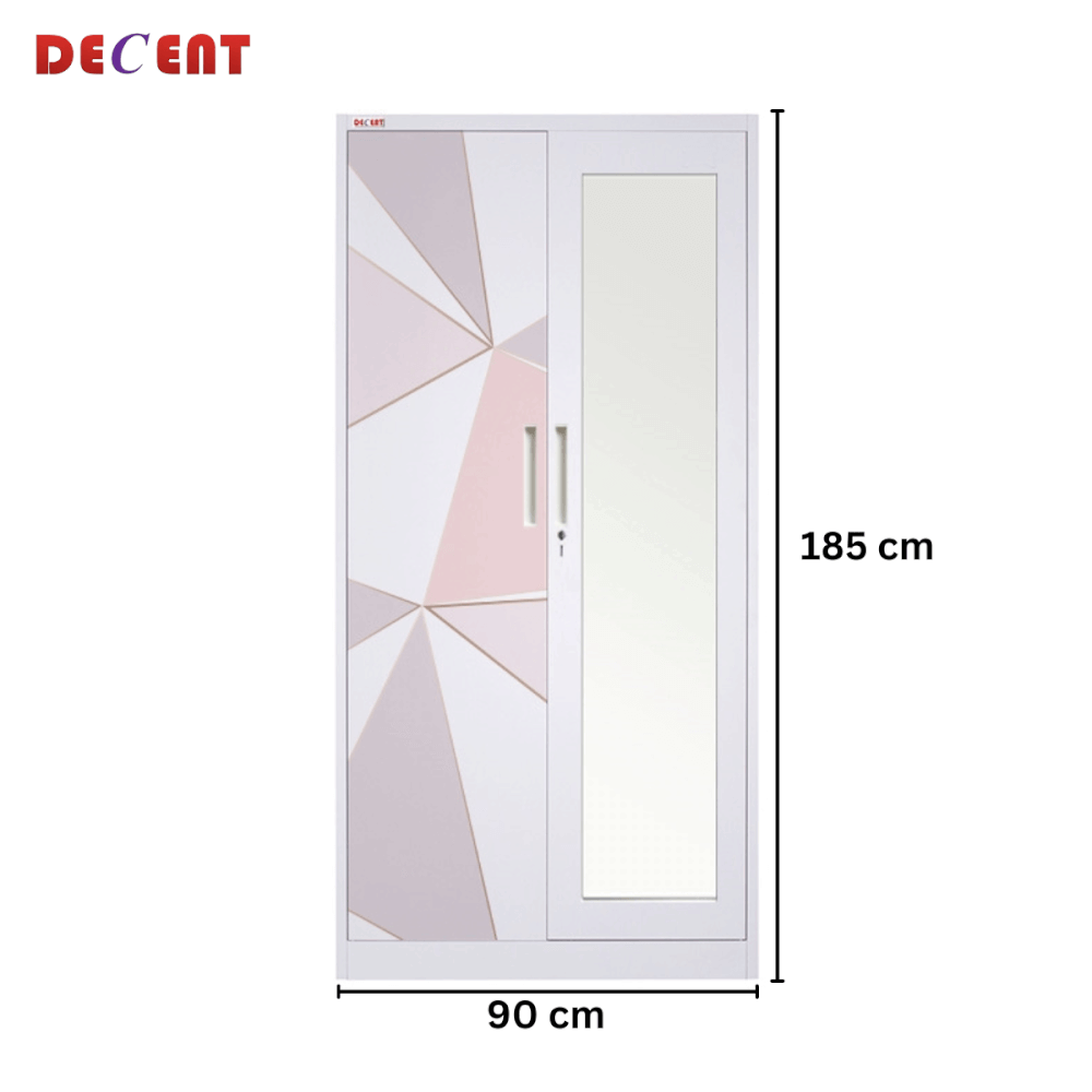 ตู้เสื้อผ้าเหล็ก บานเปิด 2 ประตู DECENT ลาย PINKY 90ซม._1